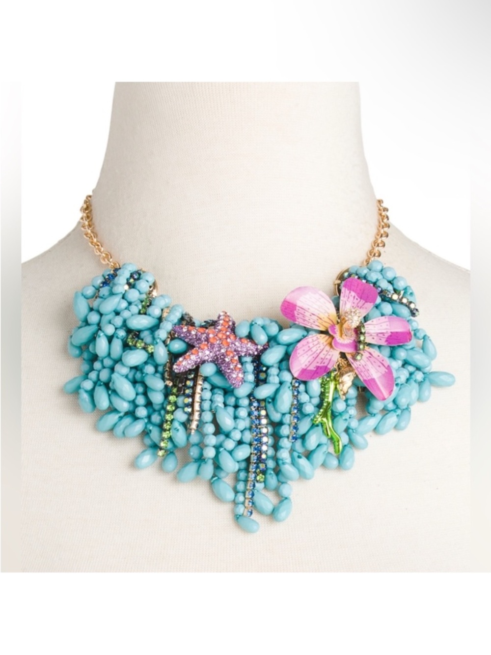 BETSEY JOHNSON MERMAID JEWELS SEALIFE‎ STATEMENT NECKLACE - NWT